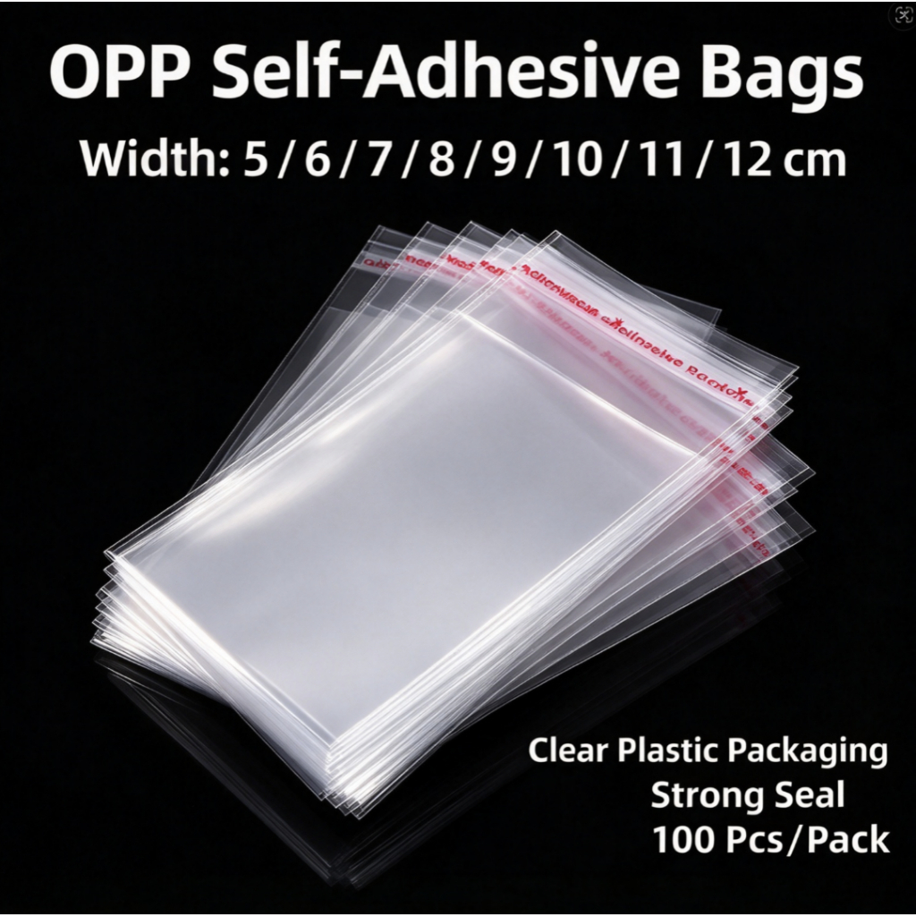 【NH】100PCS Clear Resealable OPP Plastic Bags Self-adhesive accessories ...