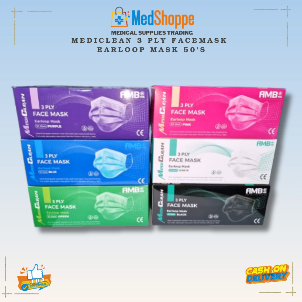 3 Ply Disposable Earloop FaceMask (50pcs) FDA approved (sold per box ...