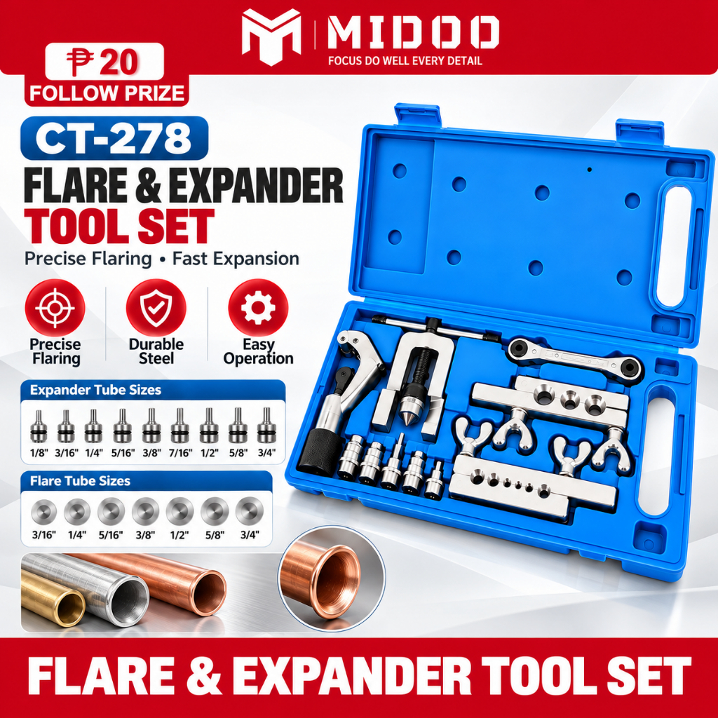 MIDOO CT-278 Flaring Swaging Tool Set Tube Cutter Pipe Repair Ref High ...