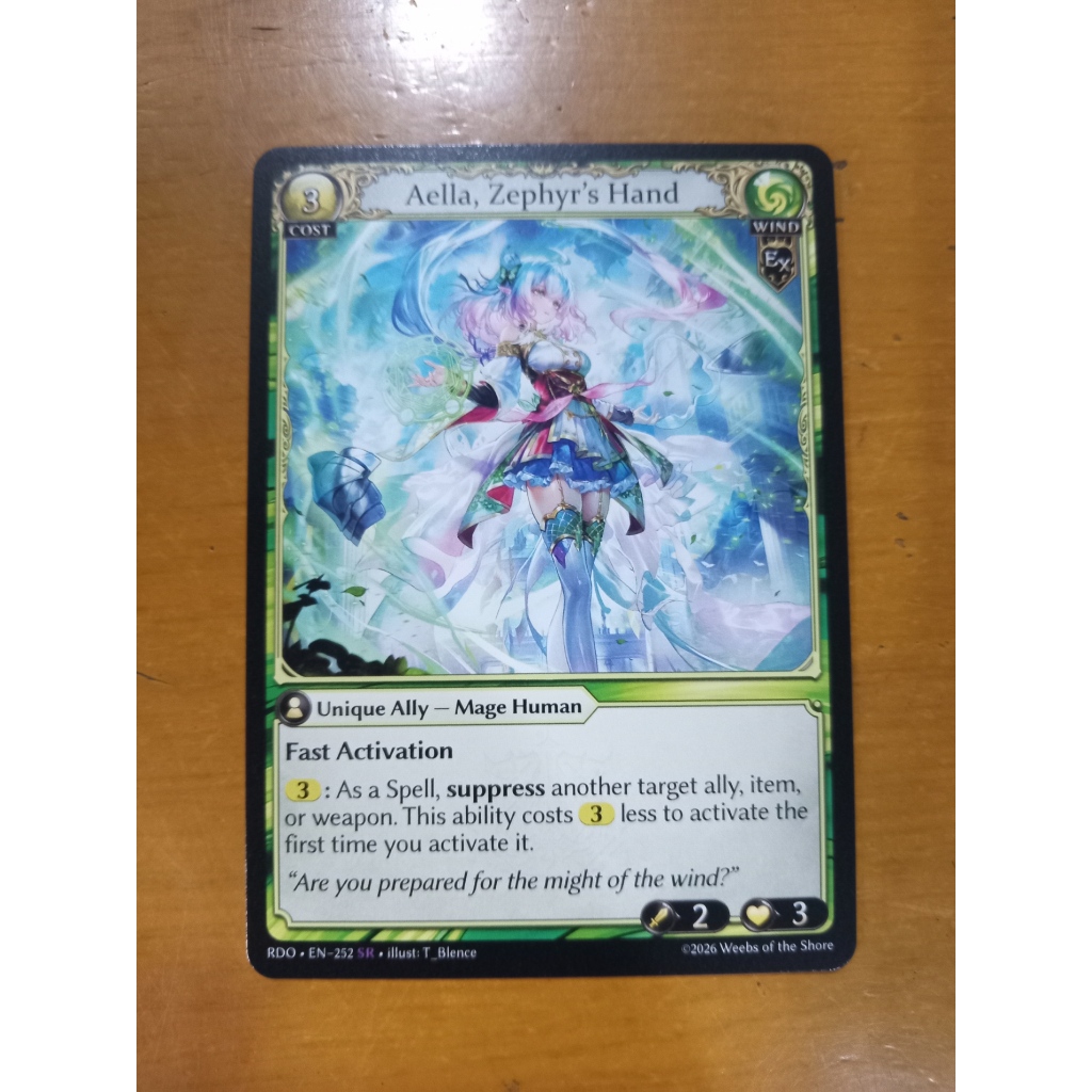 GA Aella, Zephyr's Hand SR Radiant Origins RDO Grand Archive