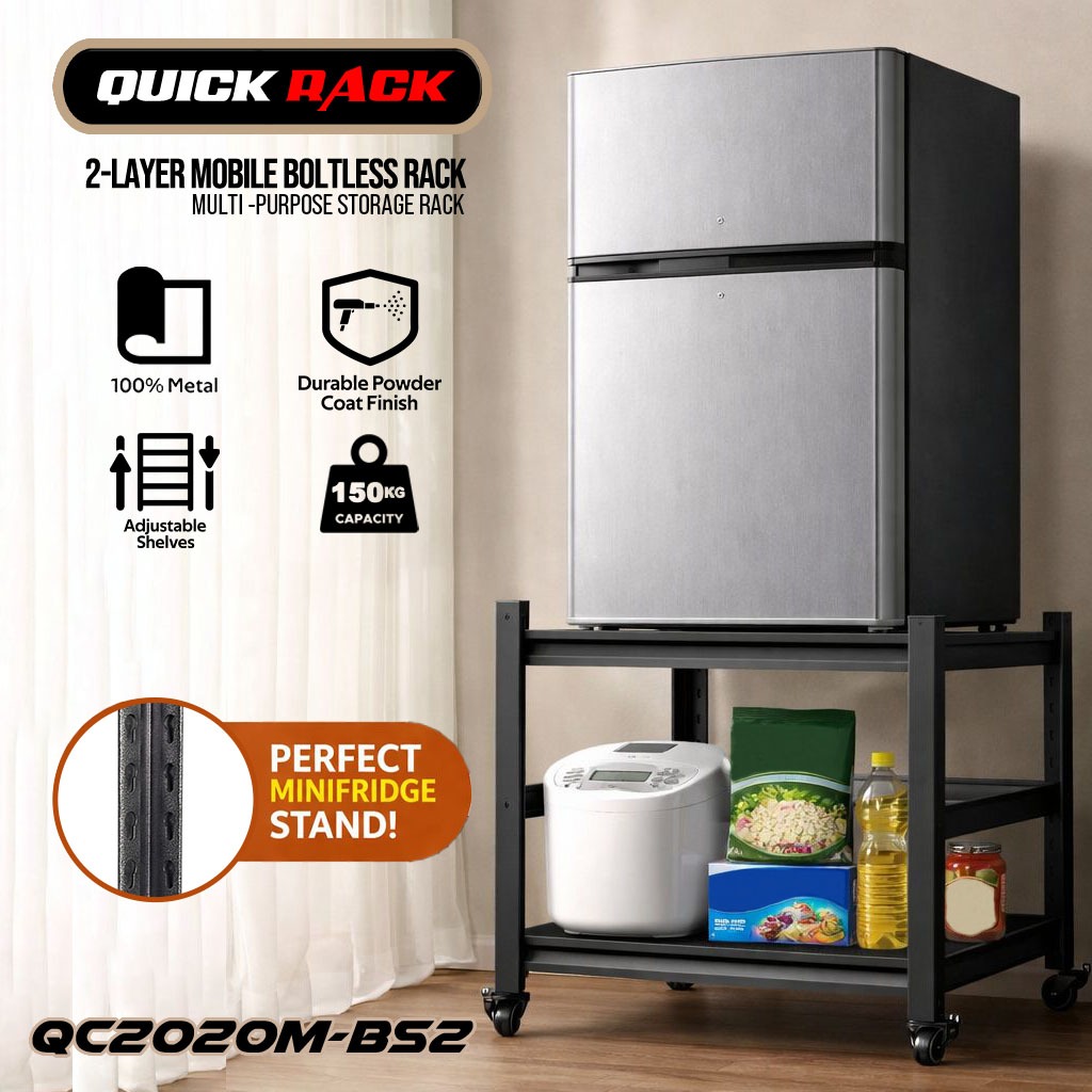 Quick Rack 2 Layer Mobile Metal Rack with Wheels | 150KG Heavy Duty ...