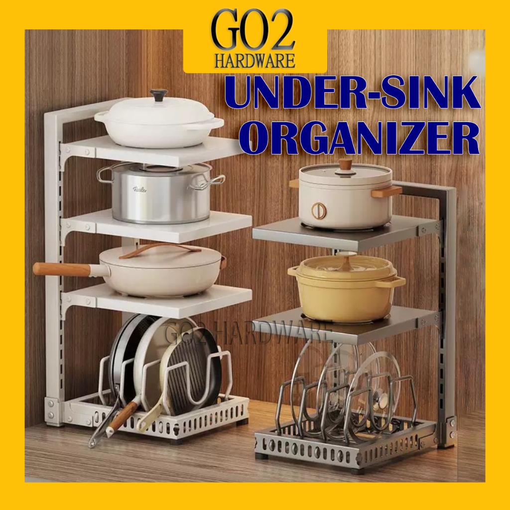 Adjustable Under Sink Kitchen Pan Organizer Kitchen Pot Storage Rack ...