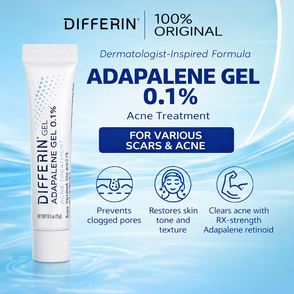 Differin Acne Treatment Gel 15g | 0.1% Adapalene Retinoid for Acne ...