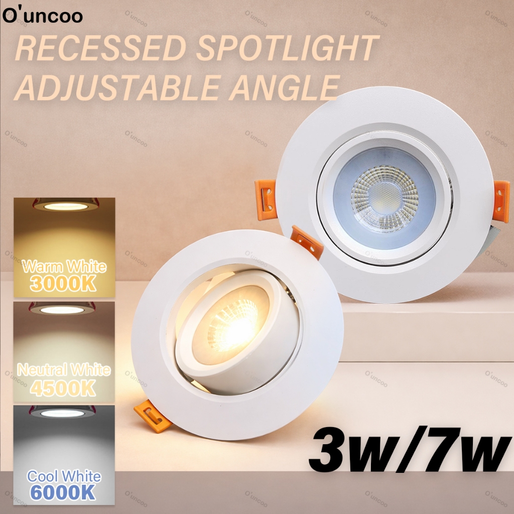 O'uncoo Pin Light Angle Adjustable Tri Colors Spotlight Led Downlight ...