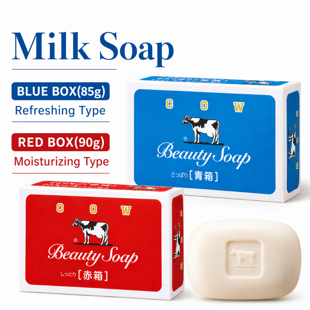 Cow Brand Japanese Milk Soap RED BOX 90g / BLUE BOX 85g Moisturizing ...