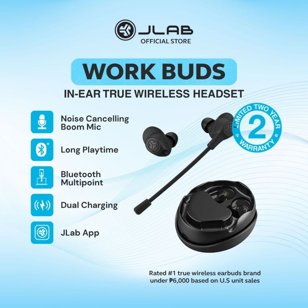 JLab Work Buds in-Ear True Wireless Headset with Detachable Noise ...