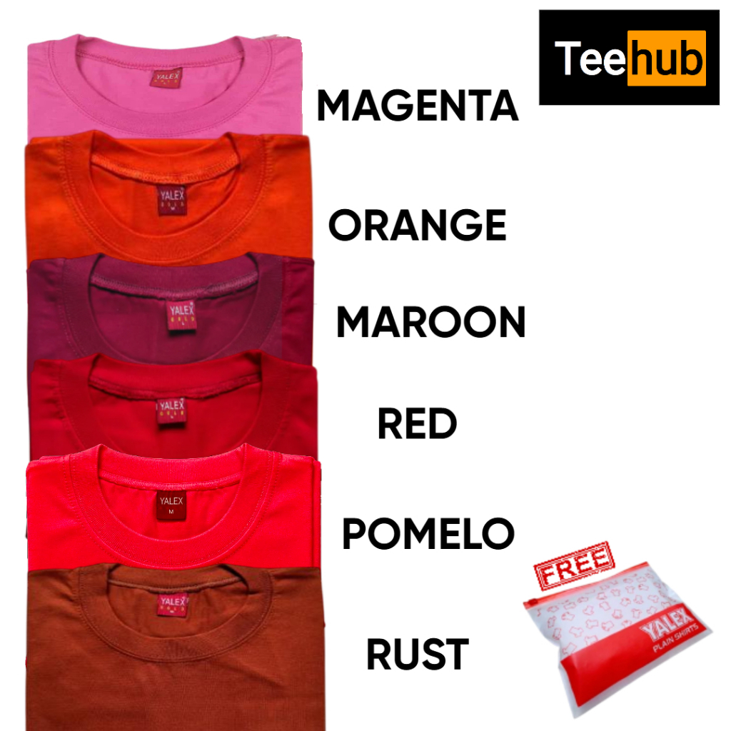 YALEX Plain T-Shirt ROUND NECK for Men and Women RED SHADE - MAROON RED ...