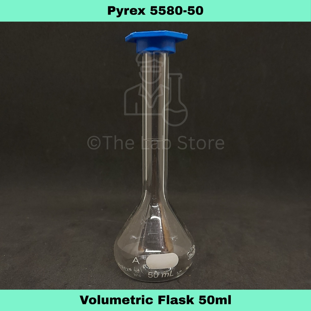 50mL PYREX Volumetric Flask, Glass with Plastic Cap, Class A | Shopee ...