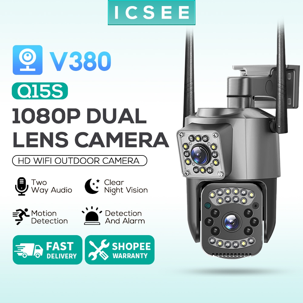 V380 Pro Q15s Dual Lens Wifi 1080P HD 10x Zoom Outdoor Security Camera ...