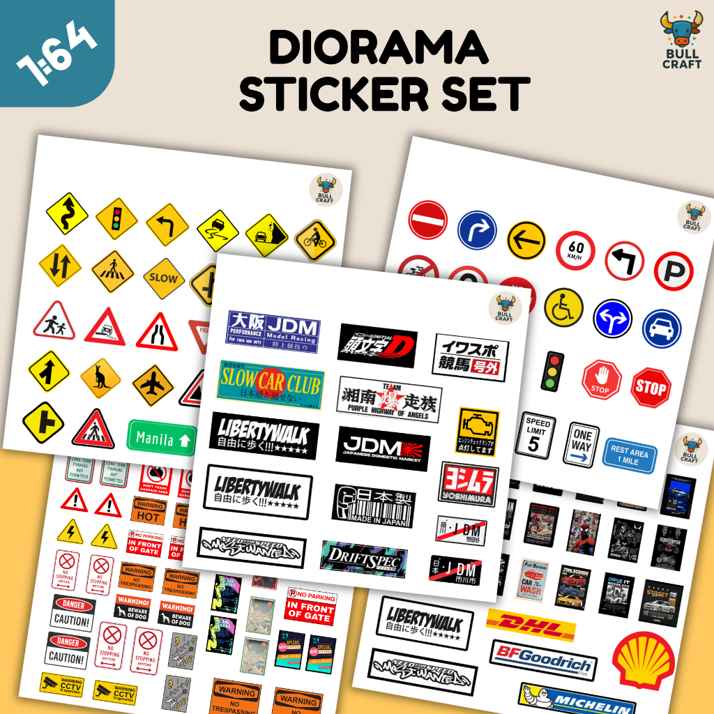 1/64 Diorama Stickers - 1:64 Posters Signages for Diecast Hot Wheels ...
