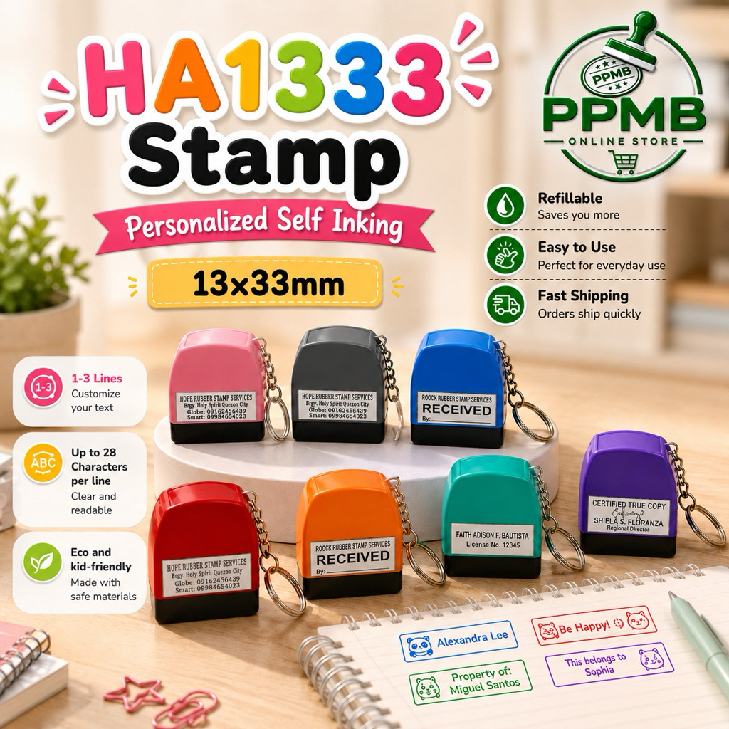 HA1333 Personalized Self-Inking Stamp with Free Keychain | Shopee ...