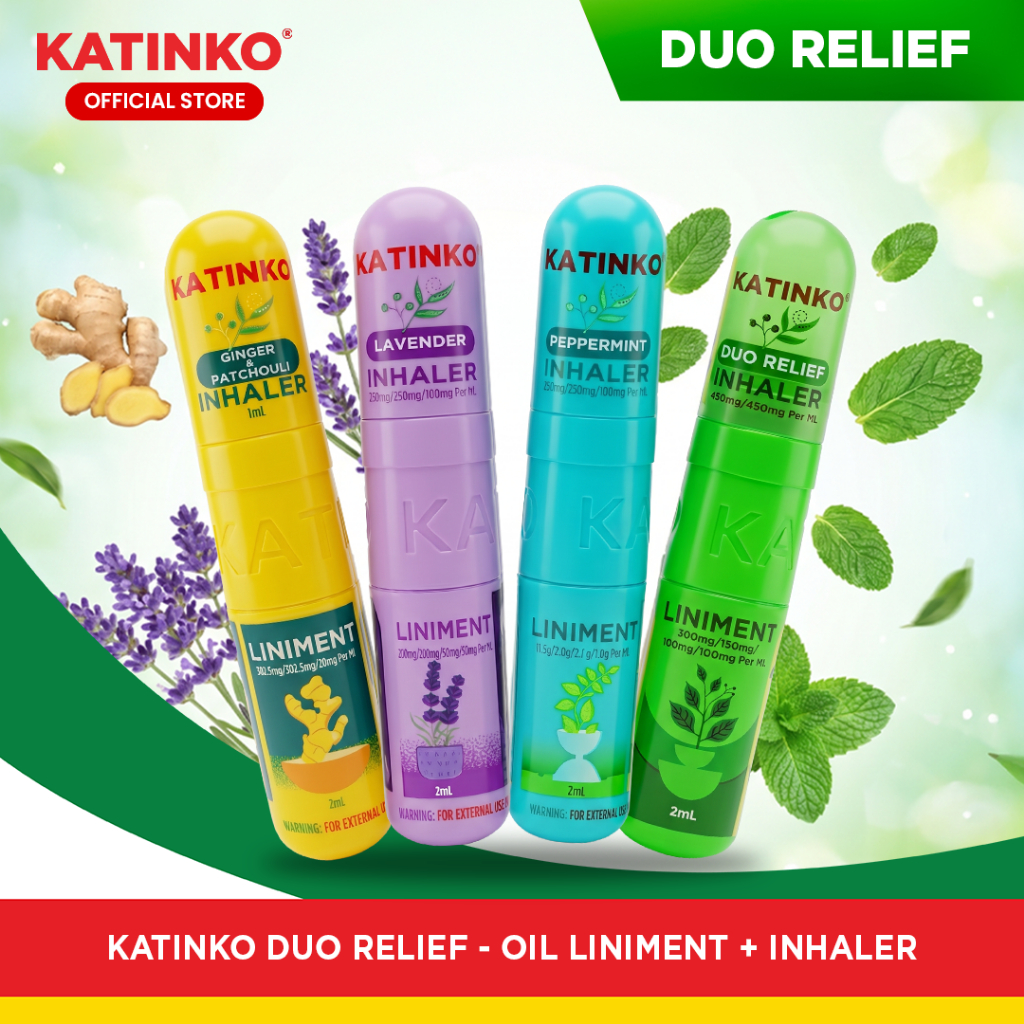 KATINKO Duo Relief Roll-On Liniment + Inhaler l Original, Lavender ...