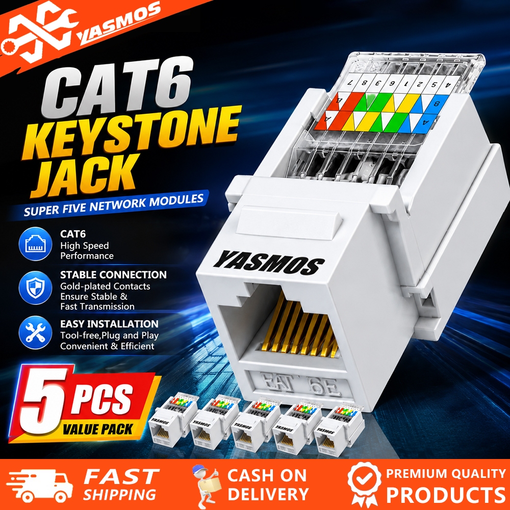 5pcs CAT6 Keystone Jack RJ45 Tool Less Type Unshielded UTP Network Jack ...