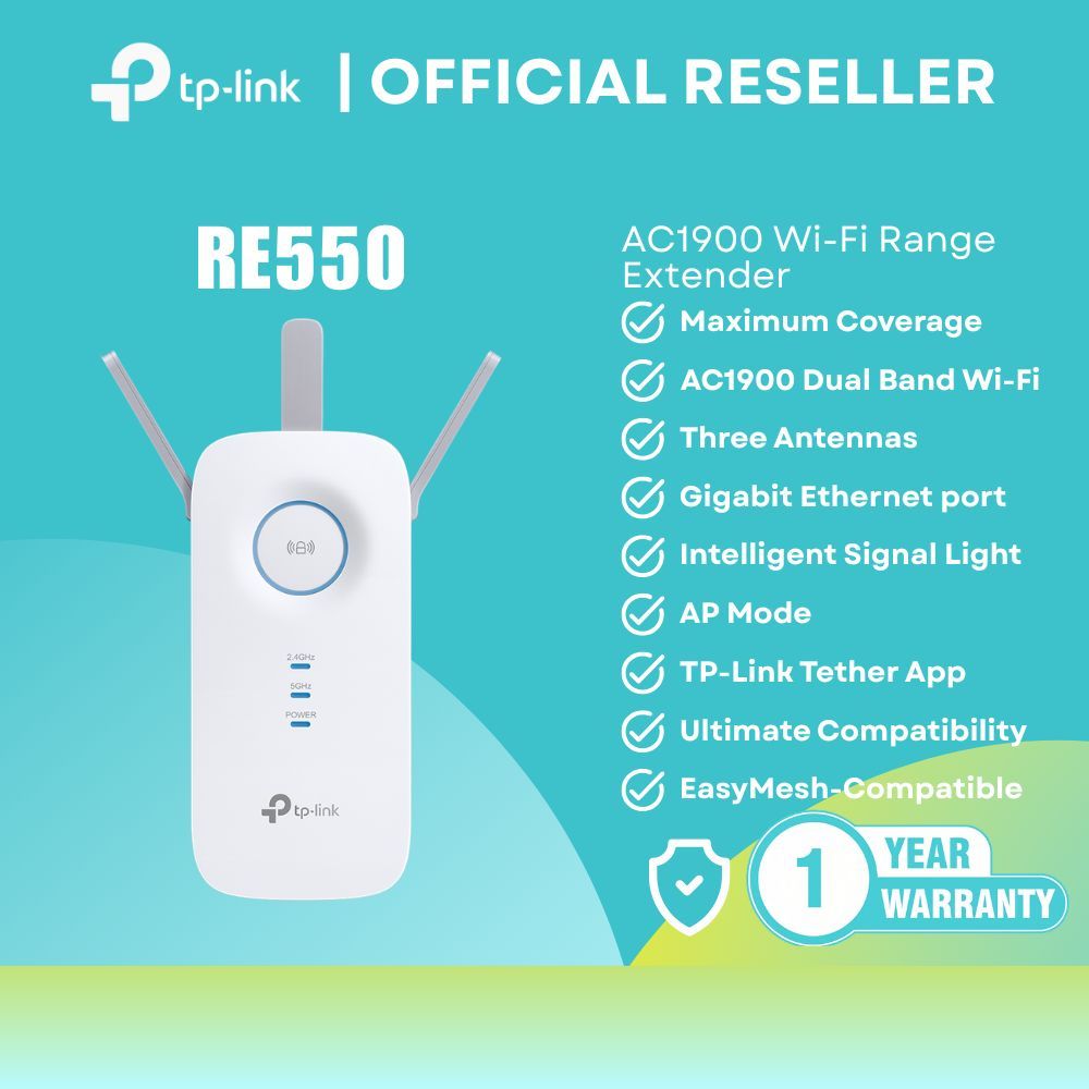 TP-Link RE550 AC1900 WiFi Range Extender Gigabit Dual Band RE550 itw ...