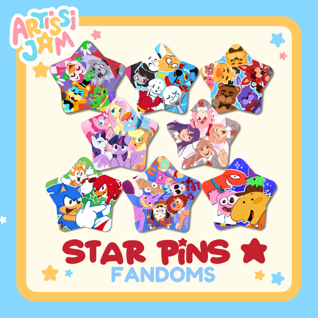 [ARTISSIJAM] Multifandom Series | Star Button Pins | FNAF, Undertale ...