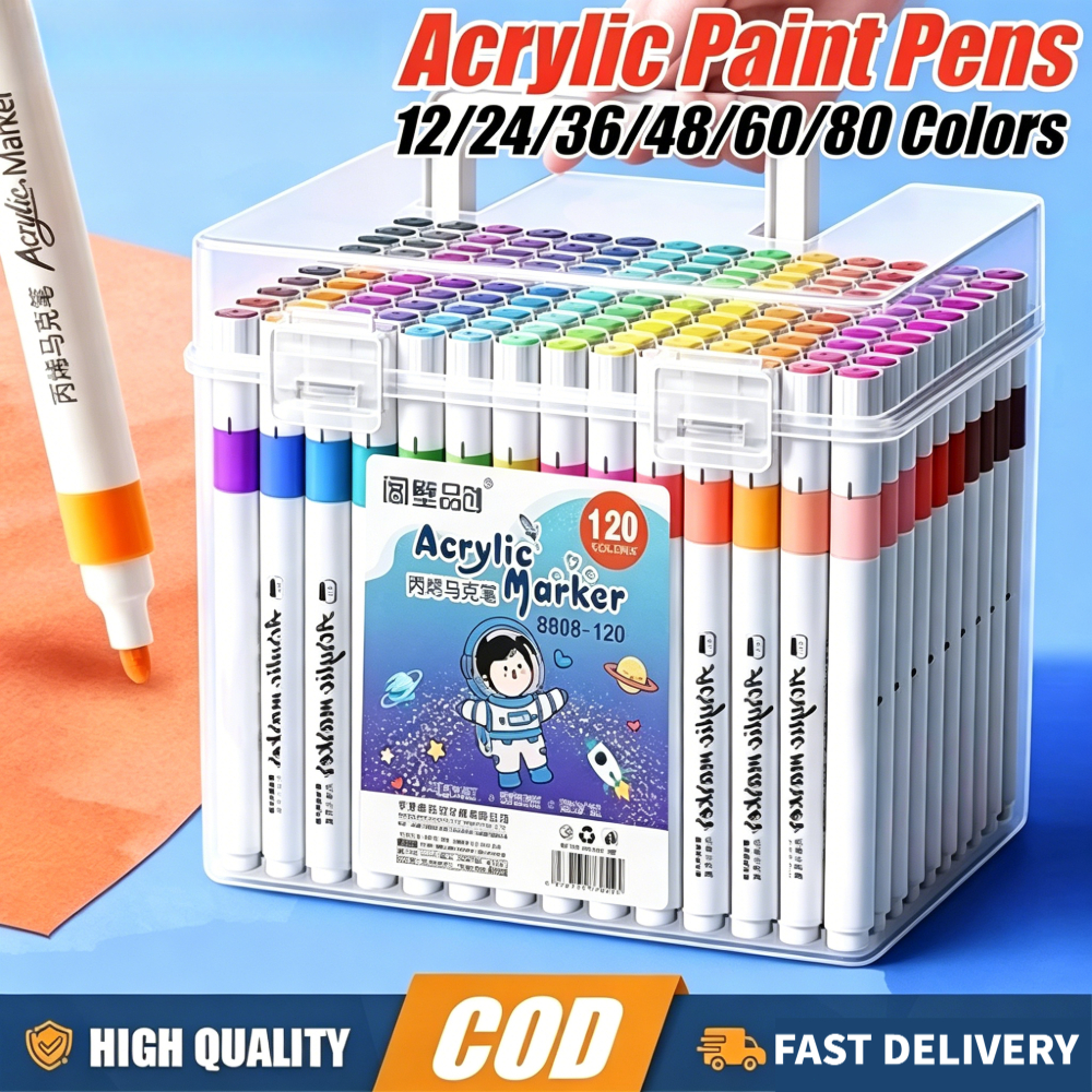 80 Colors Acrylic sketch Markers Pens Set Painting Drawing for student ...