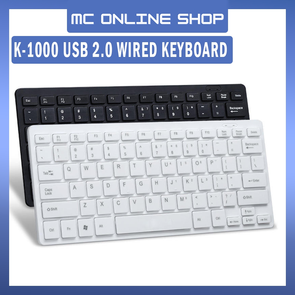 K-1000 Keyboard Ergonomic USB Wired Mini Keyboard 78 Keys For PC Laptop ...