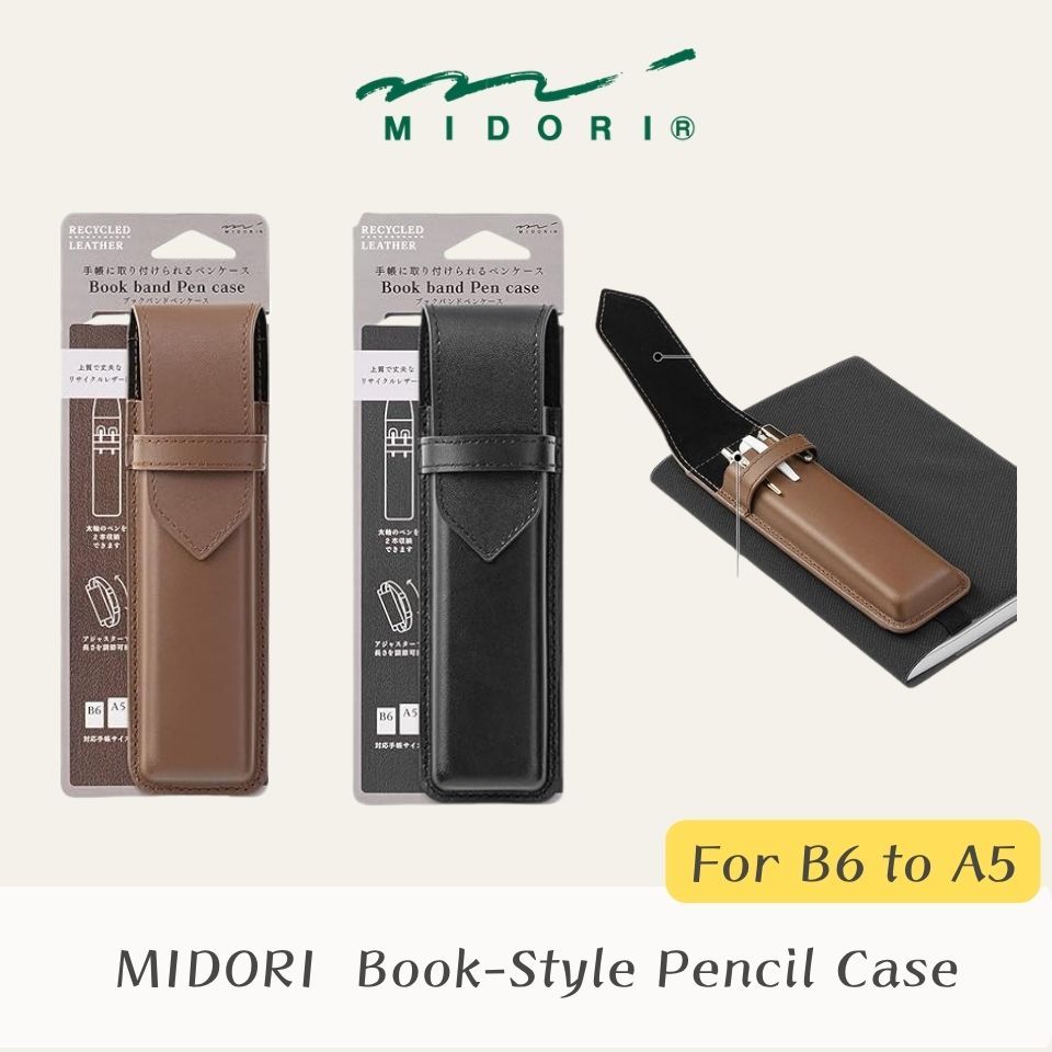 MIDORI Book Band Pen Case Recycled Leather B6–A5 Notebook Strap ...