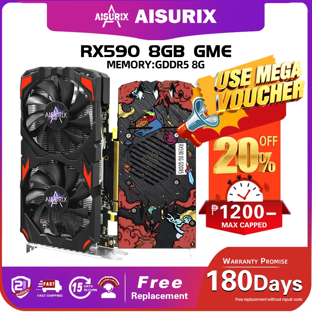 AISURIX RX 590 8GB Graphics Card GME 2304SP GDDR5 256Bit Computer GPU ...