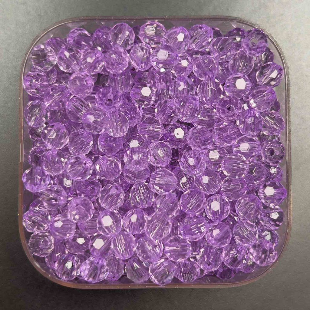 Veeds 100 Pcs Round Beads 6mm Lavender Clear Faceted DIY Beads Arts and ...