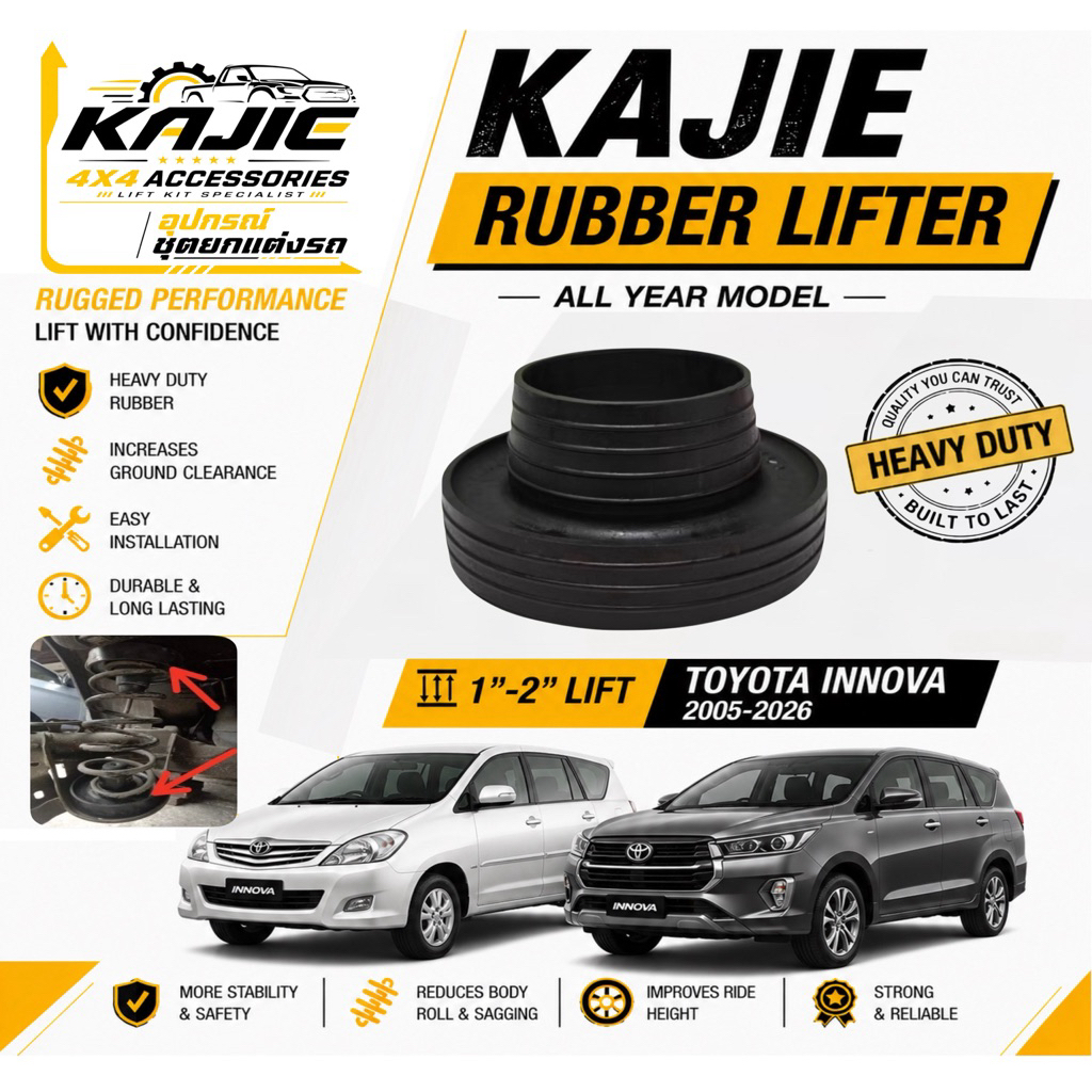 KAJIE Rubber Lifter Toyota Innova 2005-2026 Heavy Duty Coil Spring ...