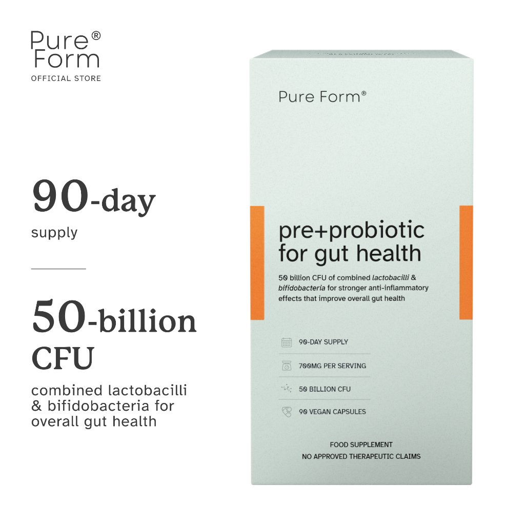 Pure Form® Pre + Probiotics for Gut Health | 50B CFU of Combined ...