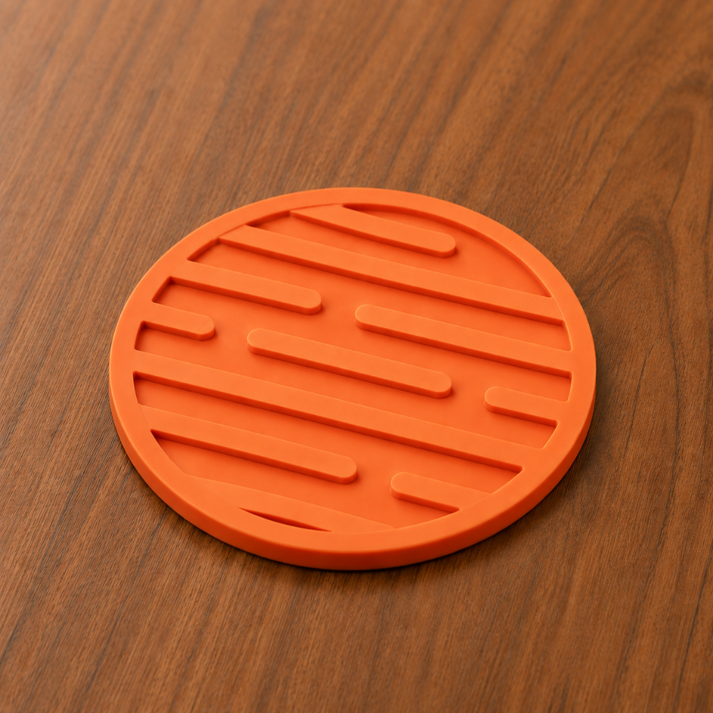 Round Coaster | Modern Ribbed Design | Table Cup Mat | Heat Resistant ...