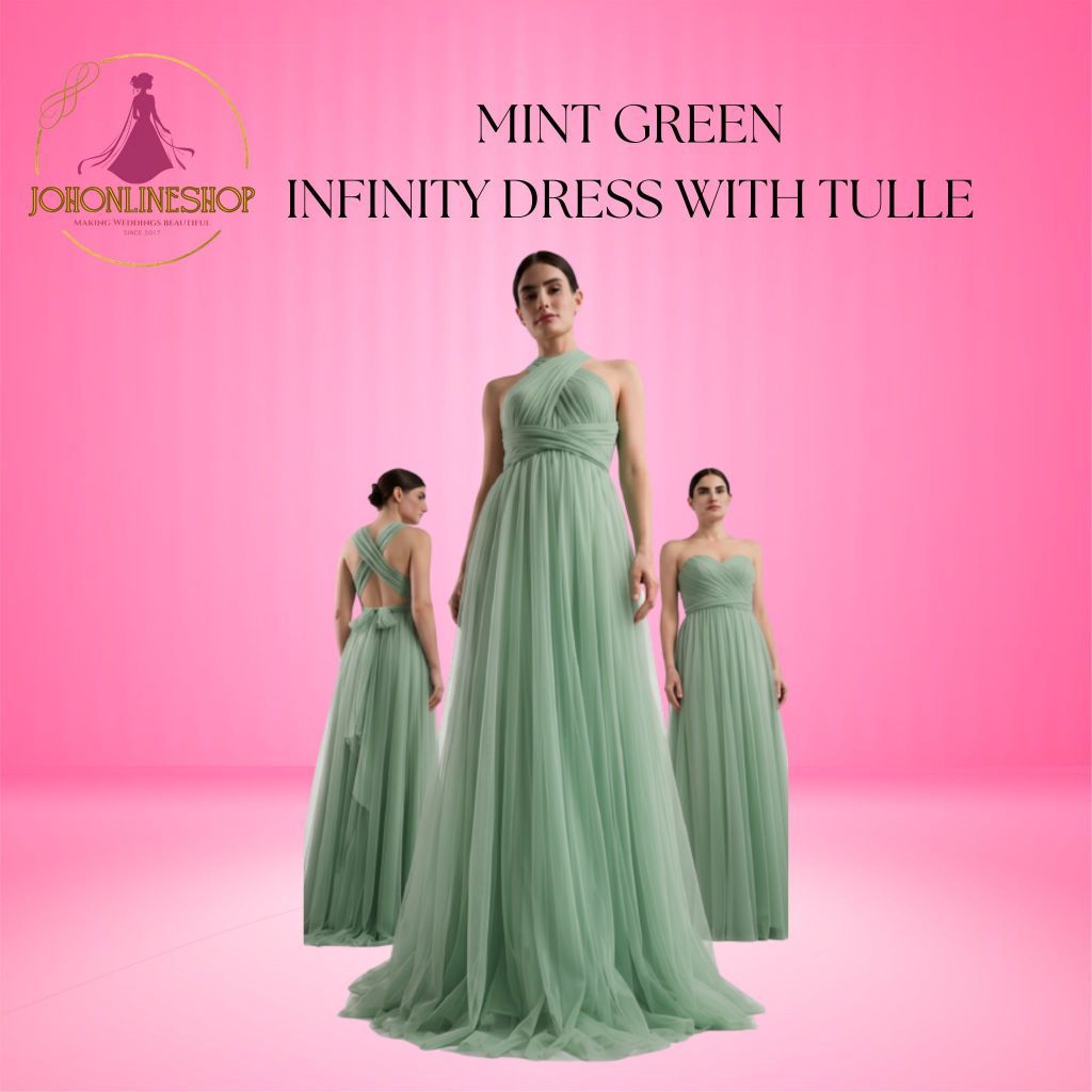 mint green infinity dress with Tulle infinity dress green