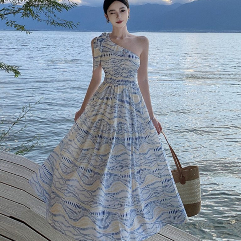 semi formal dress philippines korean long sleeve fit cocktail blue floral dress for woman elegant plus size xxl semi formal dress code female