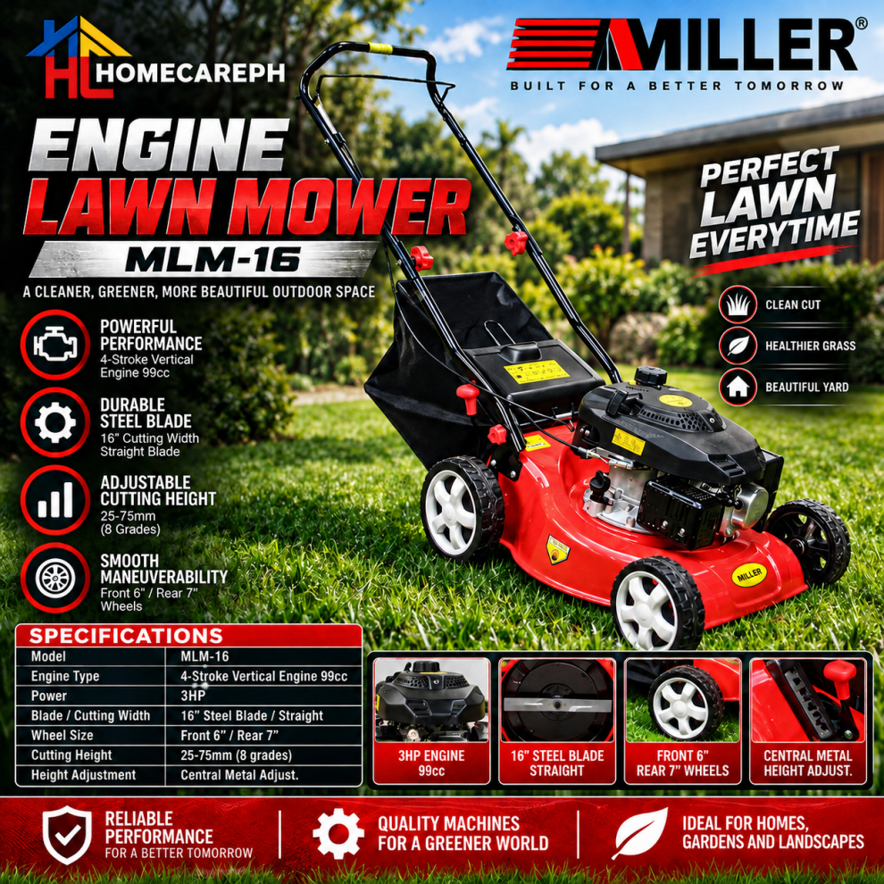 Miller Engine Lawn Mower MLM-16 with Grass Catcher | Shopee Philippines