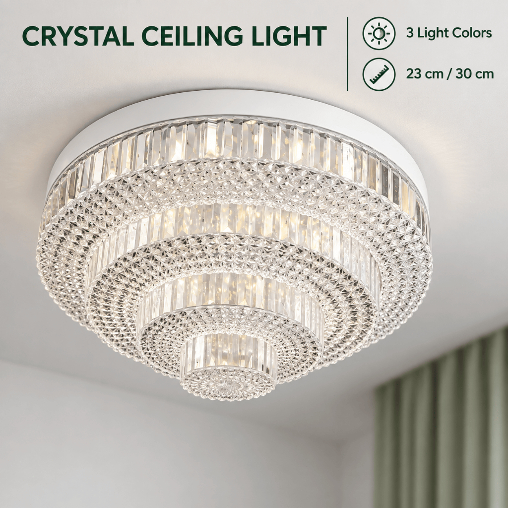 E27 Foldable Crystal Ceiling Light 40W/50W 3 Color LED Lamp for Bedroom ...