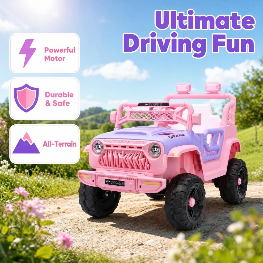 Remote Control Car Rechargeable 2 Seat Big Jeep Light and MusicElectric ...