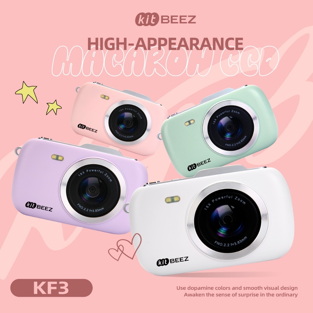 KiTBEEZ KF-3 CCD Digital Camera 64MP 5K Camera For Vlogging 18X Zoom ...