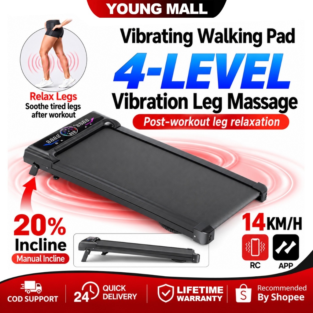 Walking Vibration Pad Electric Treadmill Portable Fat Burning Incline ...