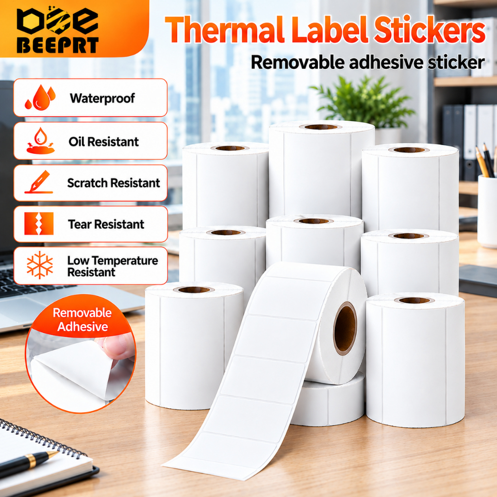 Waterproof Synthetic Thermal Label Stickers Removable Thermal Label ...