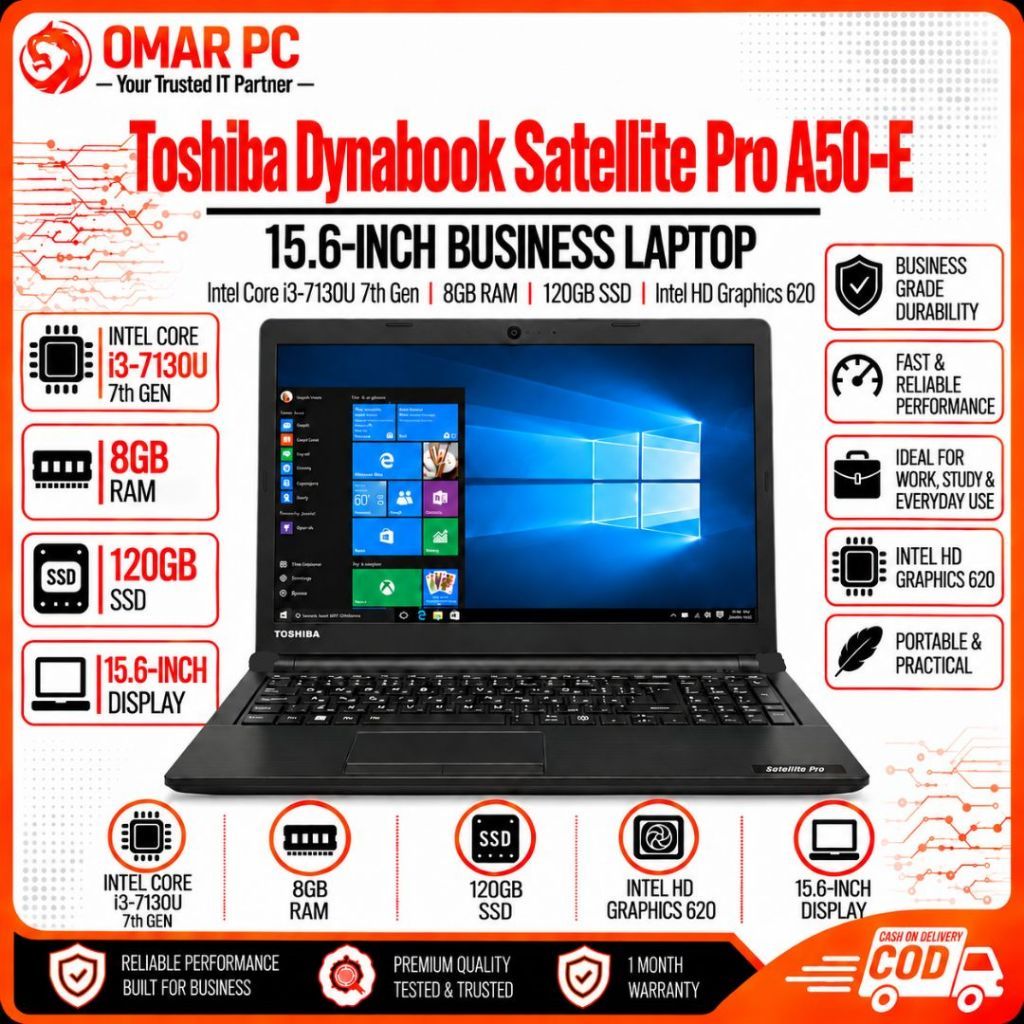 Toshiba Dynabook Satellite Pro A50-E 15.6” Laptop | i3-7130U 7th Gen ...