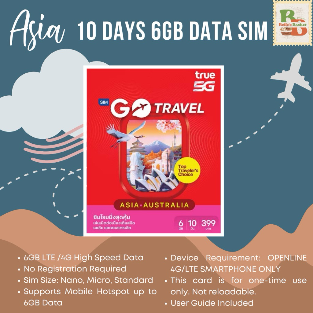 True Move ASIA (32 countries) Travel Data Sim card 10 days 6GB | Shopee ...