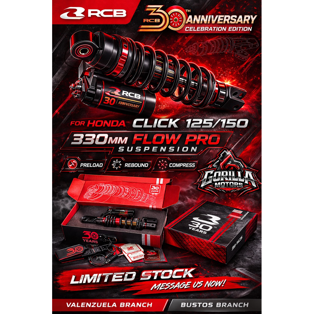 RCB 30TH ANNIVERSARY FLOW PRO SUSPENSION HONDA CLICK | Shopee Philippines