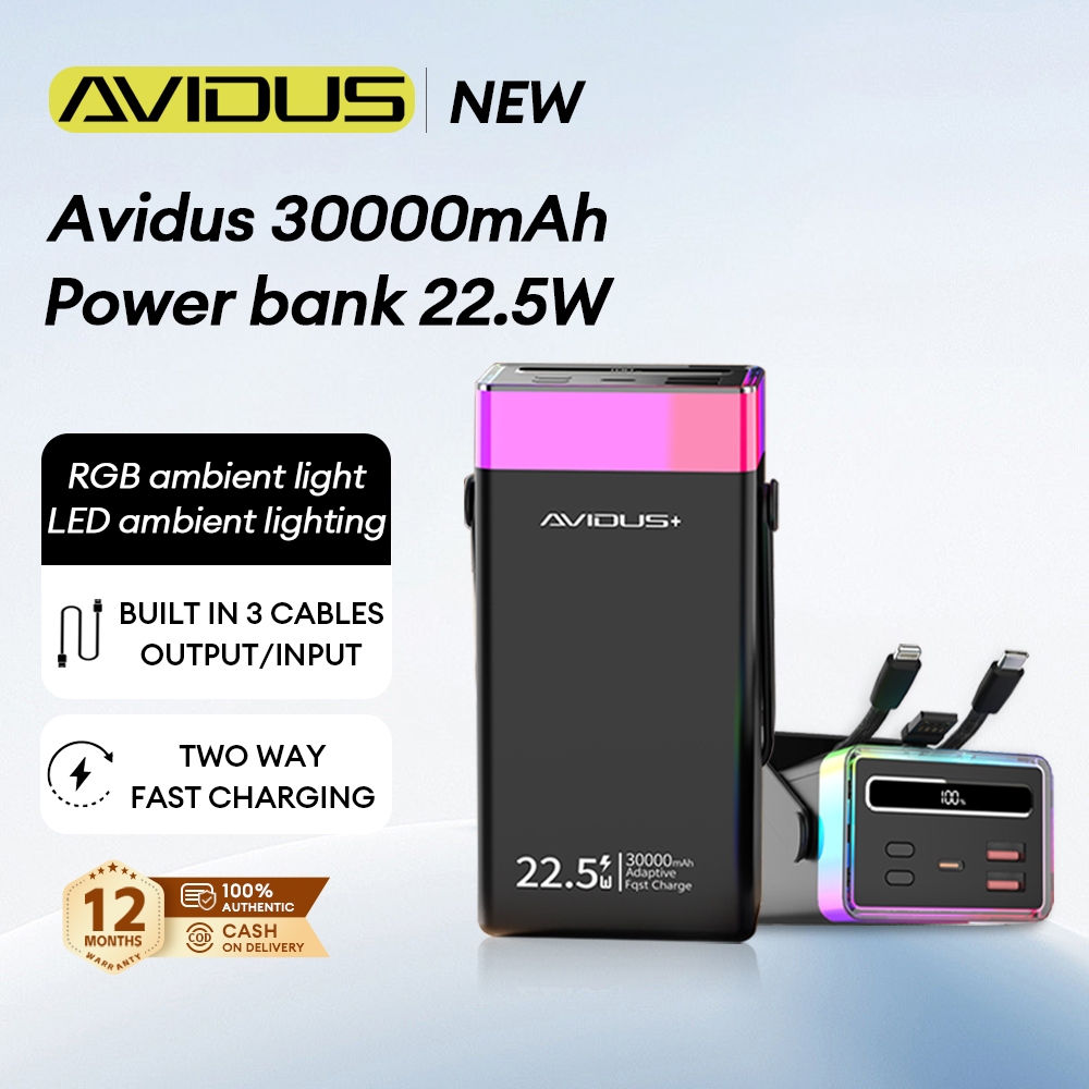 【COD】30000mAh AVIDUS SU30 22.5W Outdoor power bank Type-C Two-way Fast ...