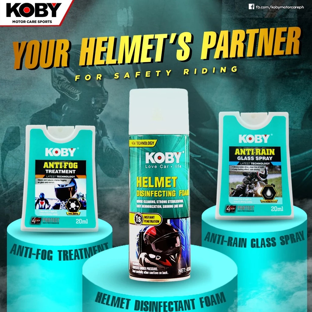 KOBY Helmet Cleaning Kit-Rapid Disinfection,Anti-Rain / Anti-Fog Keeps ...