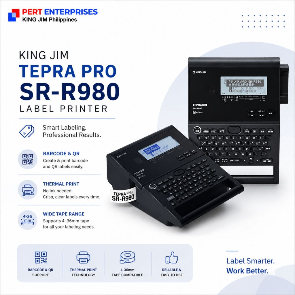 KING JIM TEPRA PRO SR-R980 Label Printer – Barcode QR, Thermal