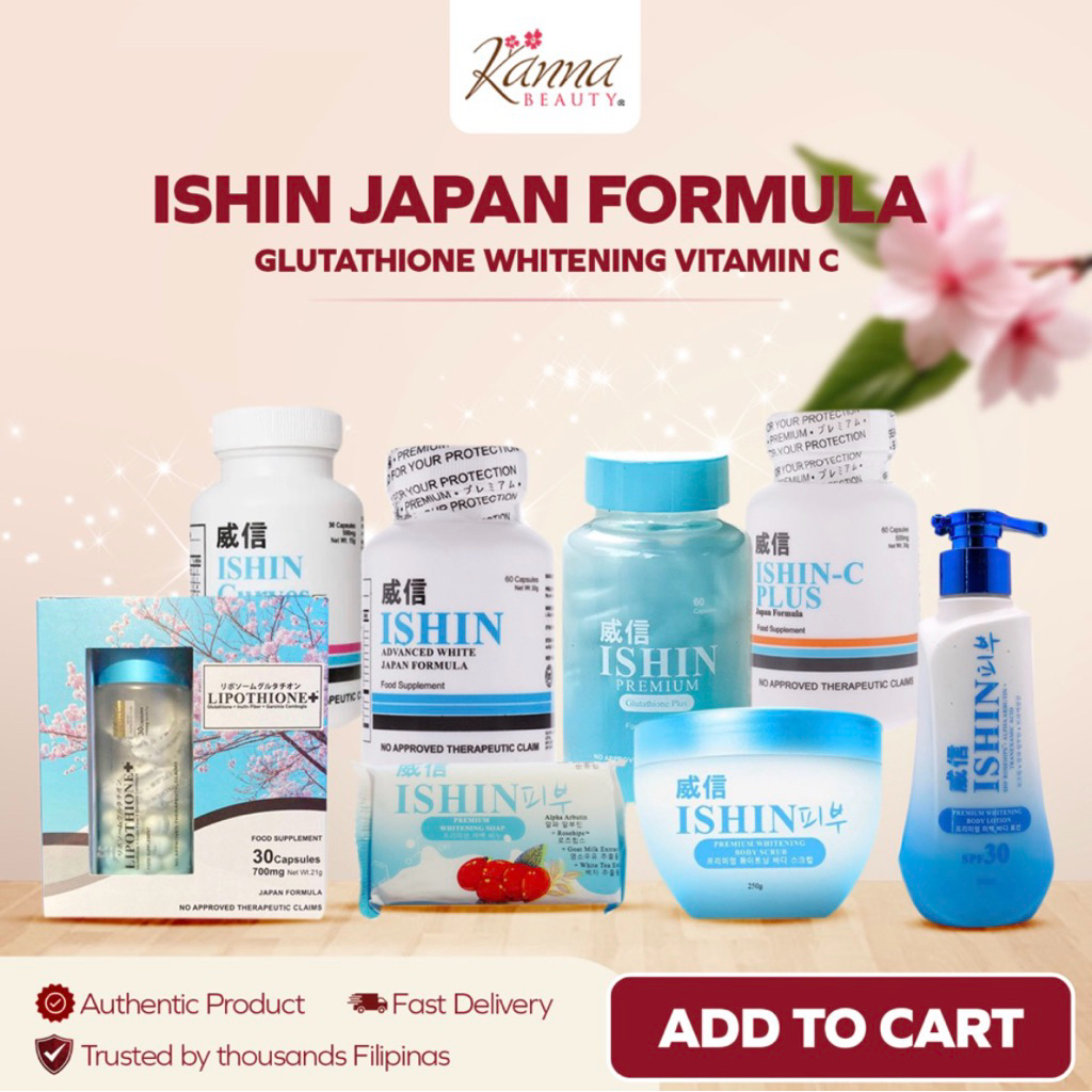 ISHIN White Japan Formula Vitamin C Ishin Glutathione Collagen Set of 5 (  Resellers Package )
