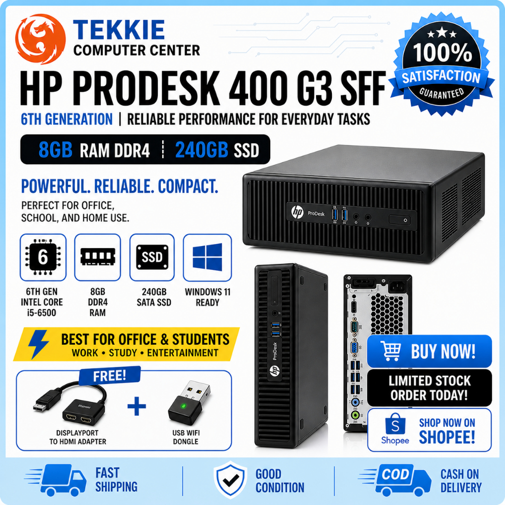 HP Prodesk 400 G3 Sff I5-6500 | 8GB RAM DDR4 | 240GB SSD | 500GB