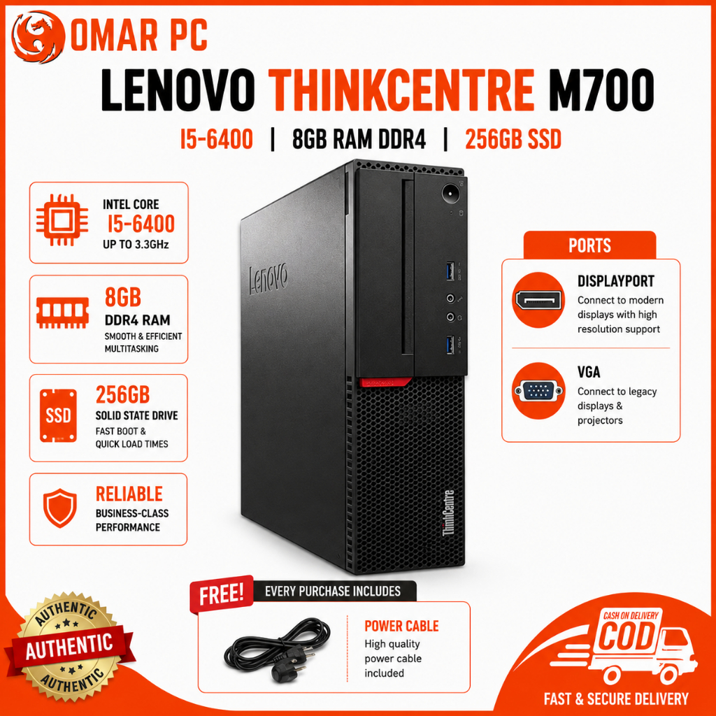 LENOVO THINKCENTRE DESKTOP PC M700 I5-6400 | 8GB RAM DDR4 | 256GB