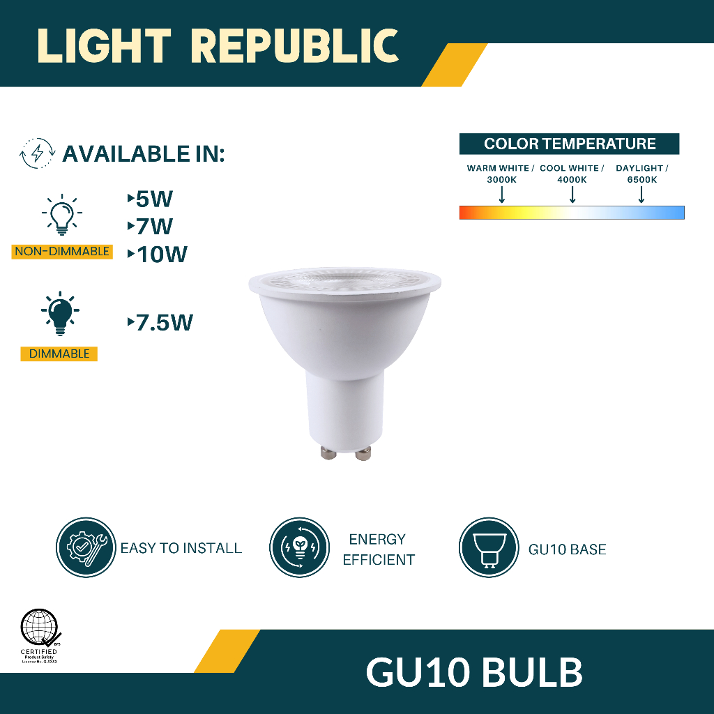 GU10 LED Spotlight 5W, 7W, 10W | Dimmable/Non-Dimmable | Warm White ...