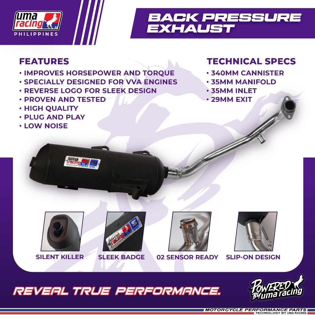 UMA Racing Back Pressure Exhaust Pipe Stainless Steel for Yamaha AEROX ...