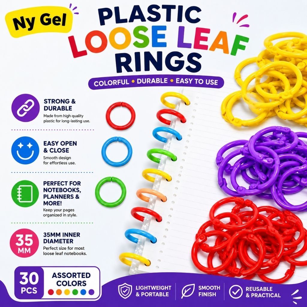Multipurpose Plastic Loose leaf Rings Assorted Colors Bookbinding Rings ...