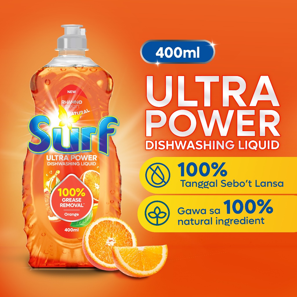 Surf Ultra Power Dishwashing Liquid Orange Bottle 400ML | Shopee ...