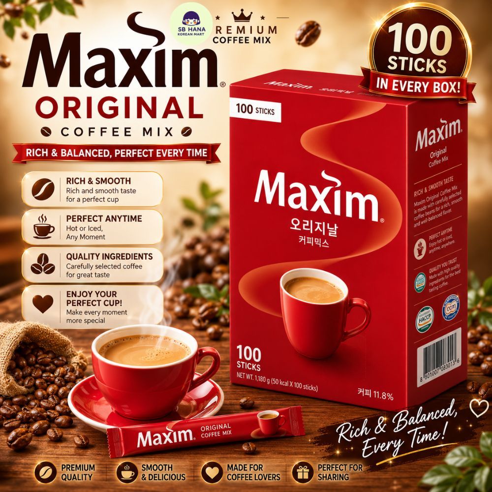 Maxim Original Coffee Mix 100 sticks per Box - Korean Instant Coffee ...