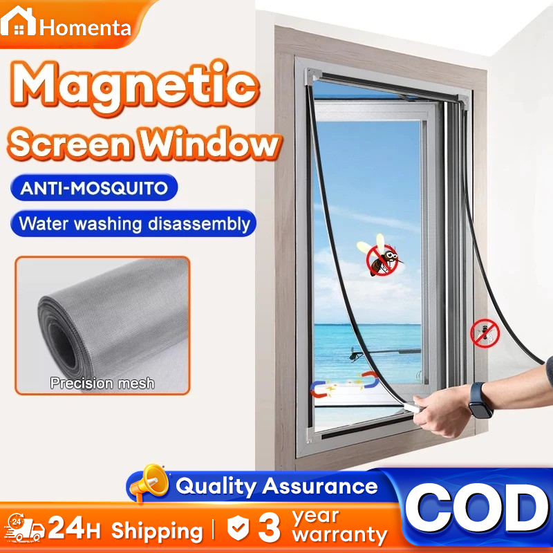 Mosquito Screen Window Net Magnetic Closure Self-Adhesive Window Screen ...